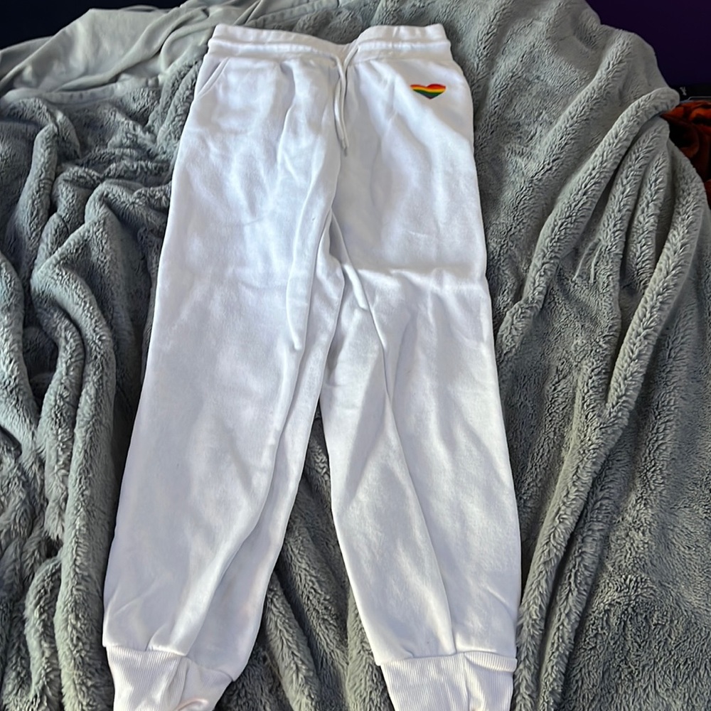 white sweatpants